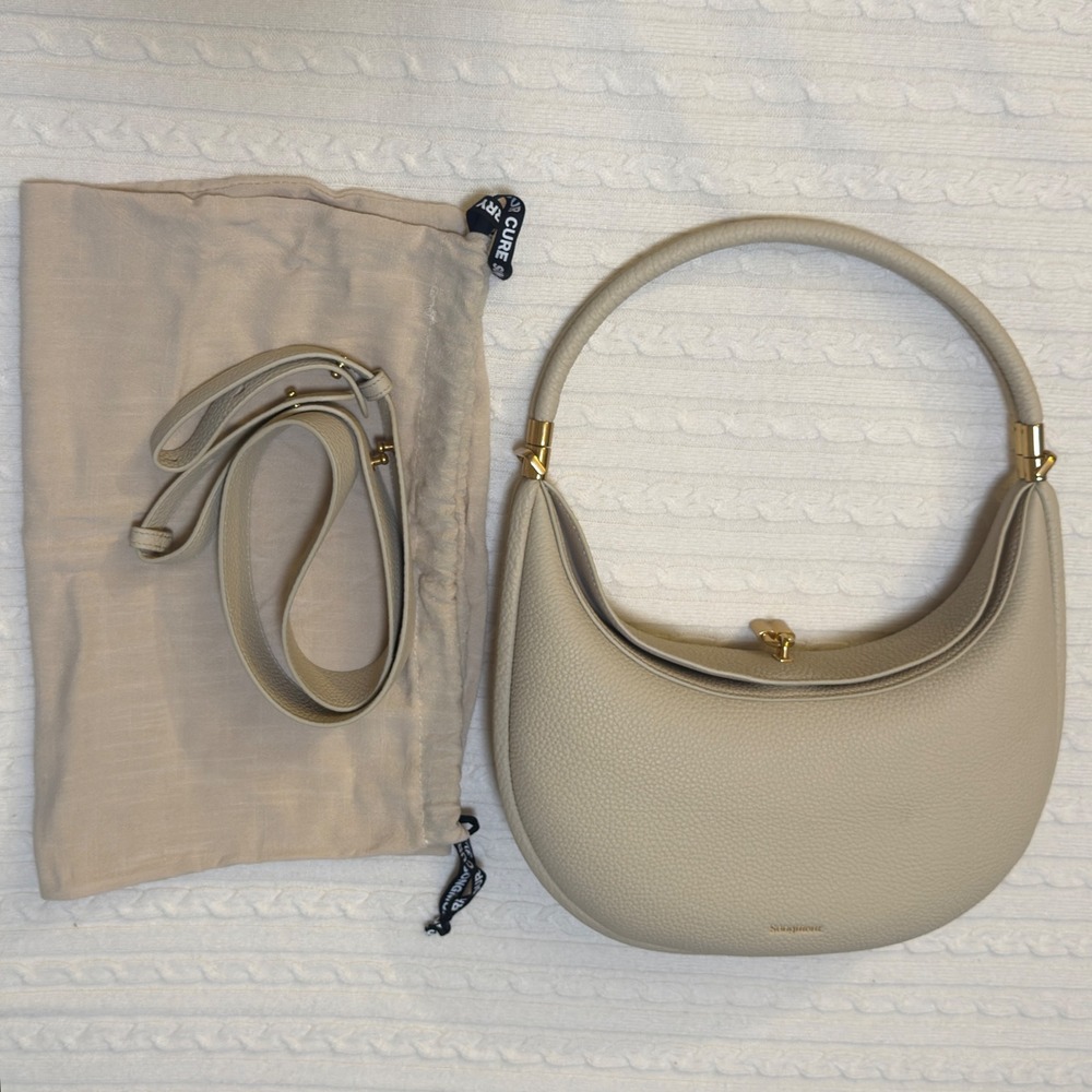 Songmont Luna Bag Medium Ivory/Cream Leather Shoulder & Crossbody Bag